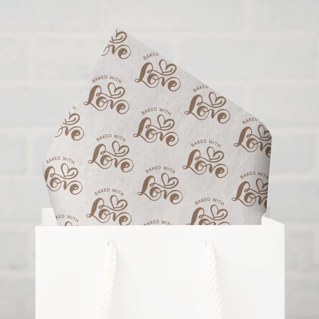 Baked With Love Neutral Script Typography Tissue Paper (Gift Bag)
