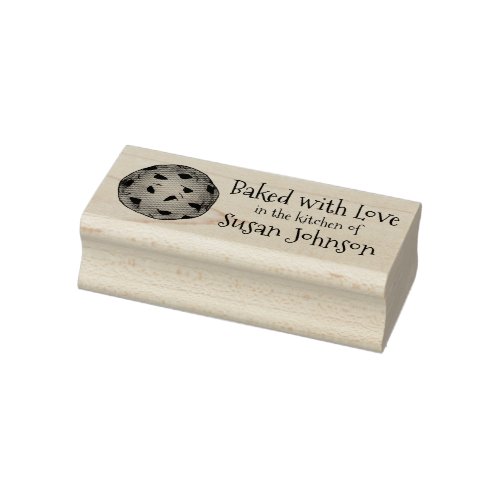 Baked with Love Personalized Chocolate Chip Bakery Rubber Stamp