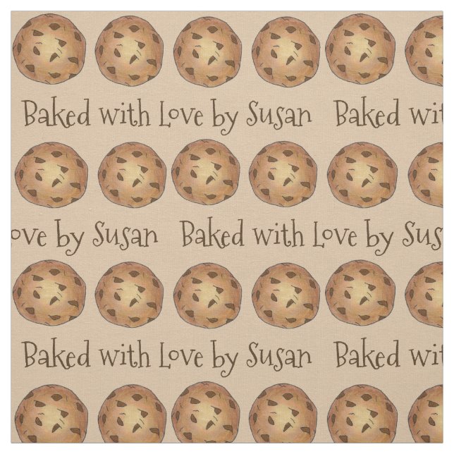 Baked with Love Personalized Chocolate Chip Cookie Fabric (Swatch)