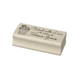 Baked with Love Personalized Cupcake Baking Baker Rubber Stamp