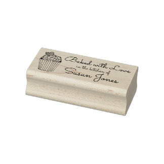 Baked with Love Personalized Cupcake Baking Baker Rubber Stamp