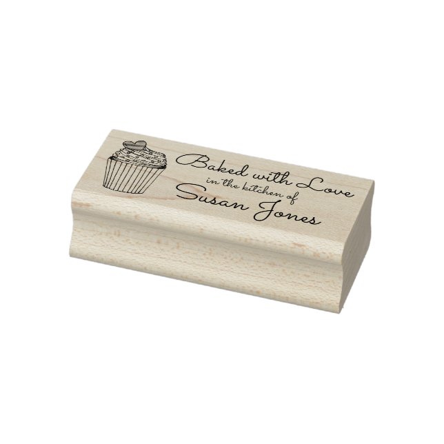 Baked with Love Personalized Cupcake Baking Baker Rubber Stamp (Stamp)