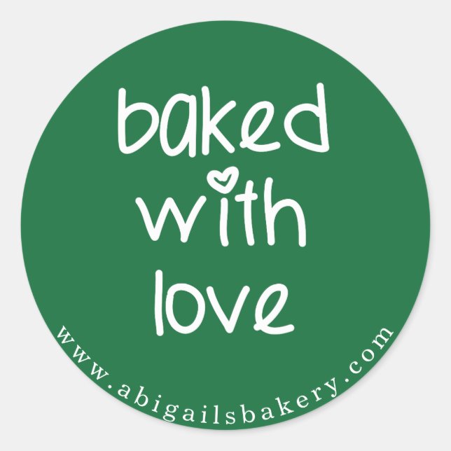 Baked with Love - Personalized Custom Color Classic Round Sticker (Front)