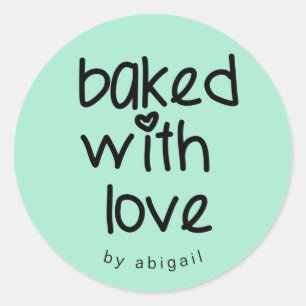 Baked with Love - Personalized Custom Color Classic Round Sticker