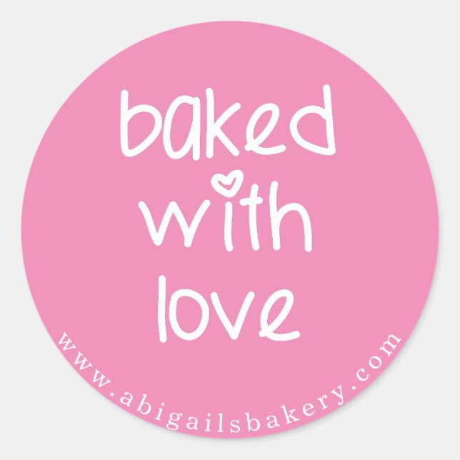 Baked with Love - Personalized Custom Color Classic Round Sticker (Front)