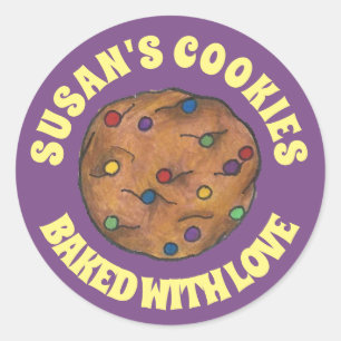 Baked with Love Personalized Rainbow Chip Cookie Classic Round Sticker