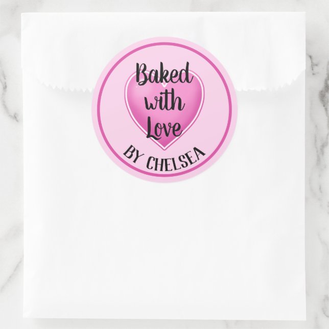 Baked with Love Personalized Round Sticker (Bag)