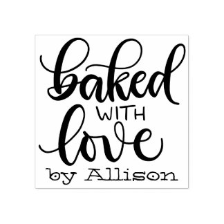 Baked with love - Personalized Rubber Stamp