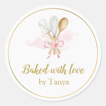Baked With Love Personalized Stickers by CallaChic at Zazzle