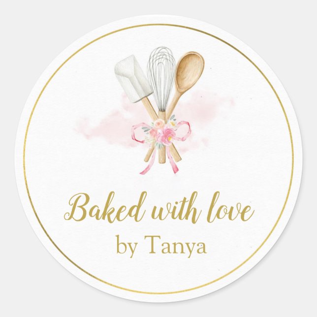 Baked with Love Personalized Stickers (Front)