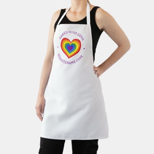 Baked With Love Rainbow Heart Custom Text Apron