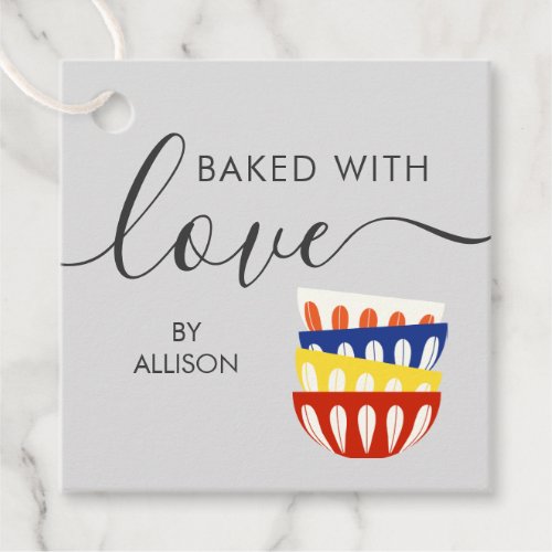 Baked With Love Tag Colorful Retro Bowls Favor Tags