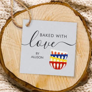 Baked With Love Tag, Colorful Retro Bowls Favor Tags