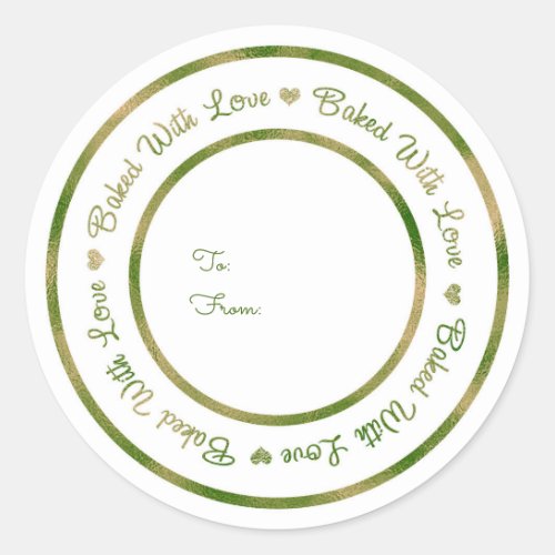 Baked With Love Treat Green Shine Modern Glam Classic Round Sticker