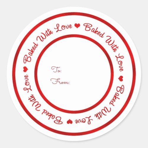 Baked With Love Treat Red Shine Modern Glam Classic Round Sticker
