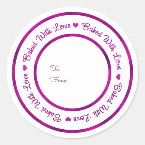 Baked With Love Treat Vibrant Purple Modern Glam Classic Round Sticker