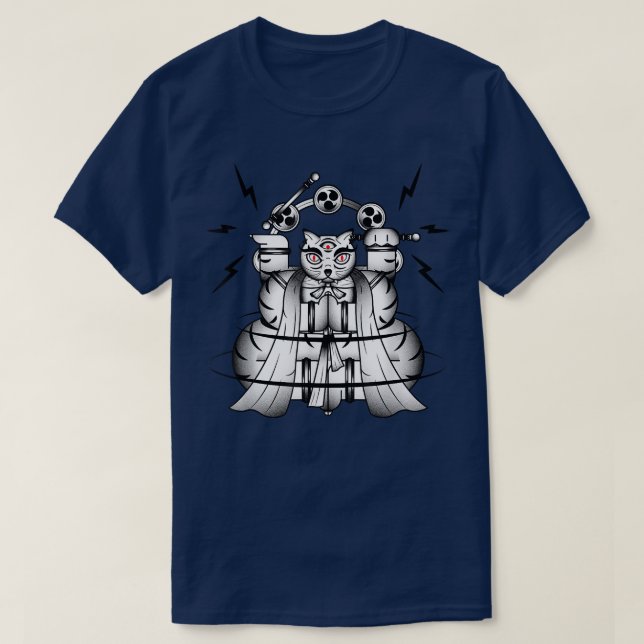 Bakeneko with Raijin Drums Japanese Monster Cat Ha T-Shirt (Design Front)