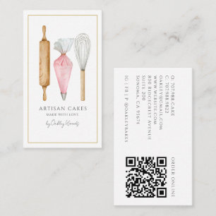 Baker Bakery Baking Utensils QR Code Business Card
