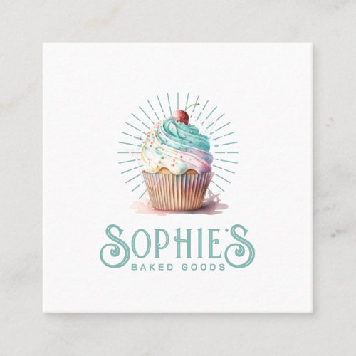 Baker Bakery Cupcake Logo  Square Business Card