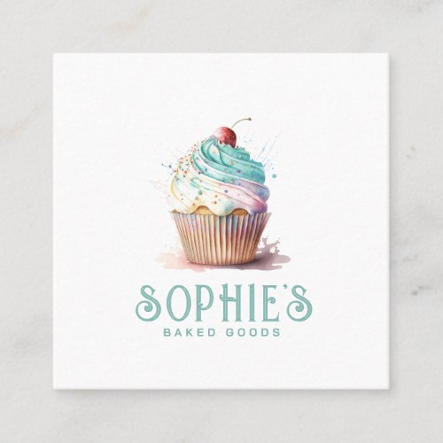 Baker Bakery Cupcake Logo  Square Business Card