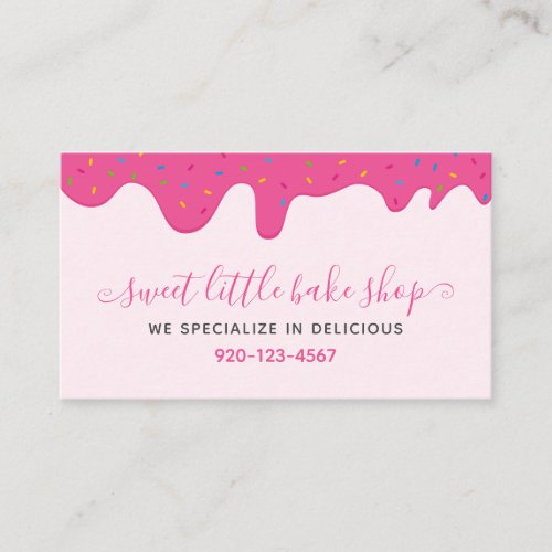 Baker Bakery Frosting Drips Sprinkles Pink QR Code Business Card