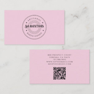 Baker Bakery Logo Pink Business Card