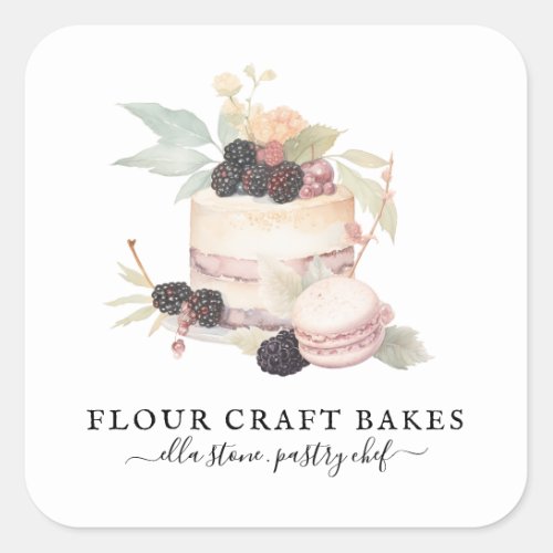 Baker Bakery Pastry Chef Catering Pink Cake Square Sticker