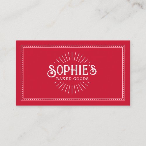 Baker Bakery Pastry Chef Catering Red Business Card