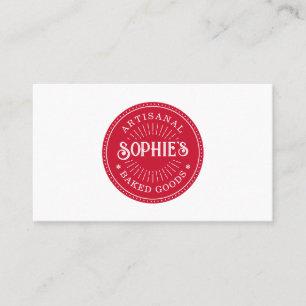 Baker Bakery Pastry Chef Red Logo Business Card