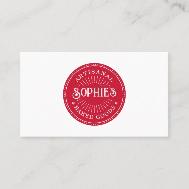 Baker Bakery Pastry Chef Red Logo Business Card (Front)