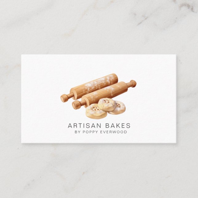 Baker Bakery Pastry Chef Rolling Pins Business Card (Front)