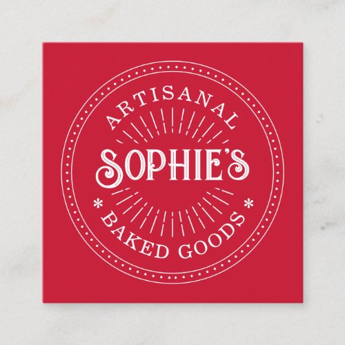 Baker Bakery Pastry Chef Typography  Square Business Card