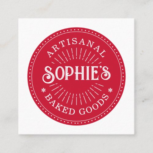 Baker Bakery Pastry Chef Typography Square Business Card