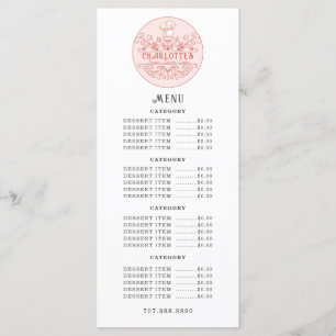 Baker Bakery Rose Pink Logo Menu