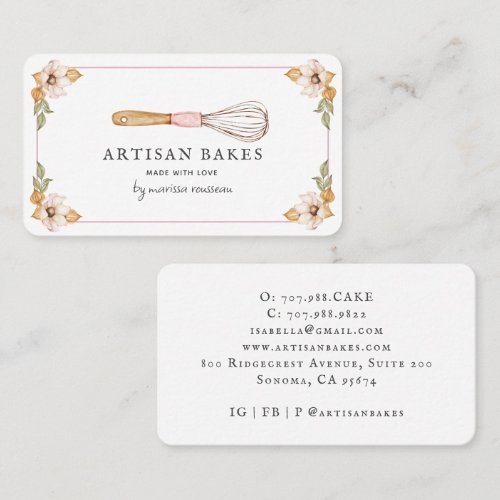 Baker Bakery Watercolor Baking Utensils Business Card