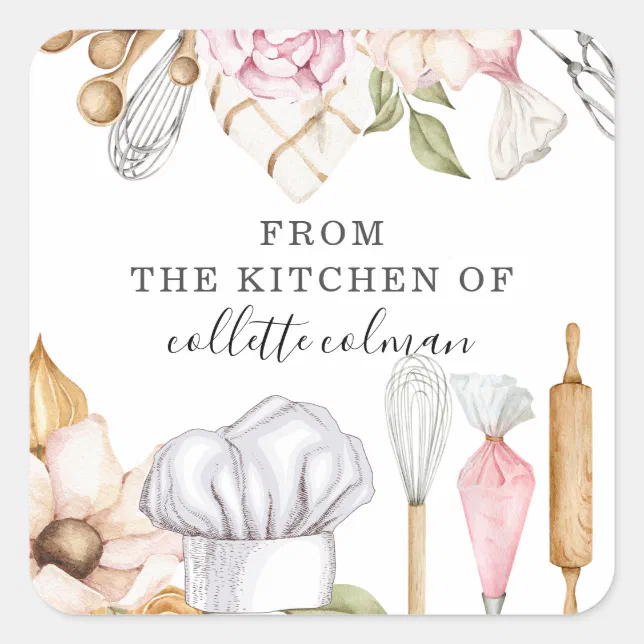 Baker Baking Tools | From The Kitchen Of Square Sticker | Zazzle