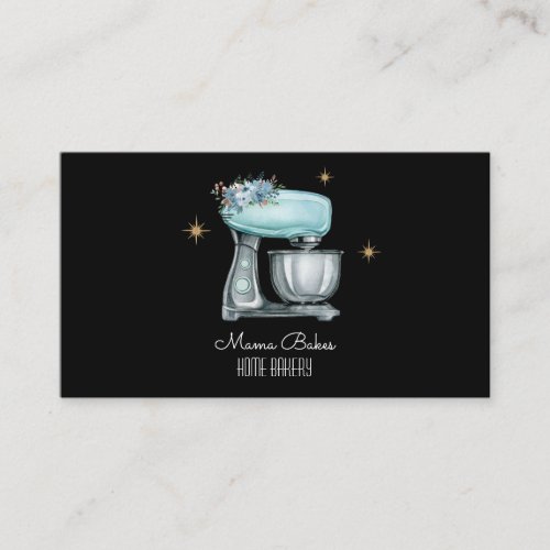 Baker Baking Watercolor Pastry Chef Black Business Card