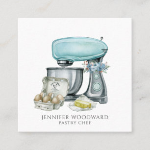 Baker Baking Watercolor Pastry Chef Square Business Card