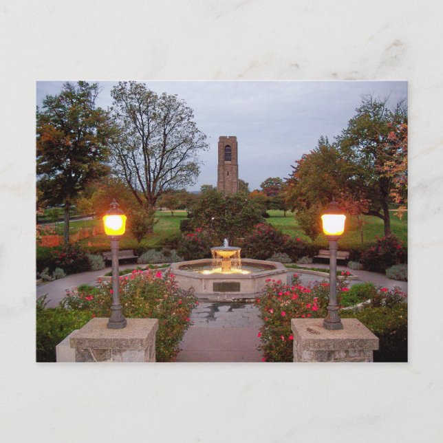Baker Bark Carillion Tower & Fountain Postcard (Front)