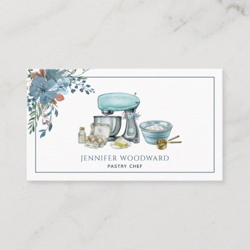 Baker Blue Watercolor Pastry Chef  Business Card