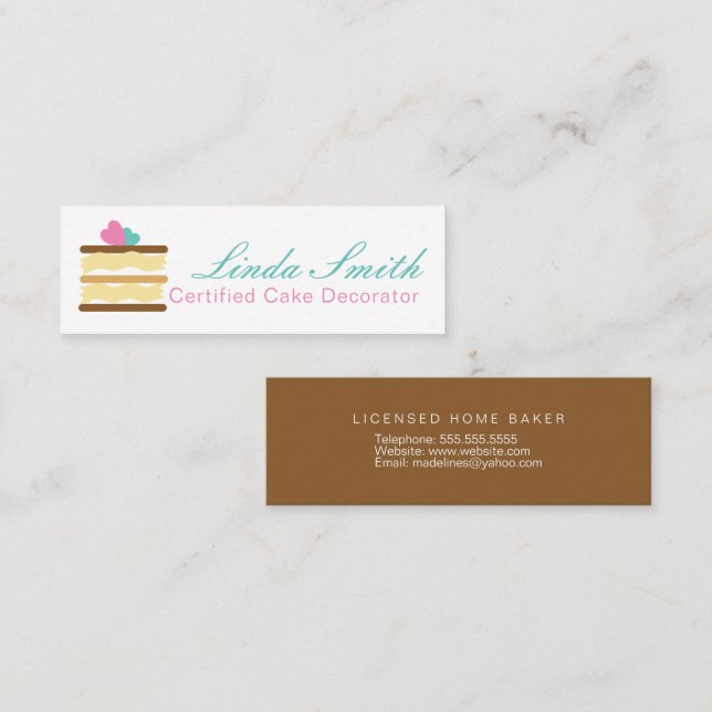 Baker Cake Bakery Decorator Slice Cake  Mini Business Card (Front/Back)