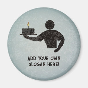 Baker / Cake Maker - own text on steel metal look Magnet