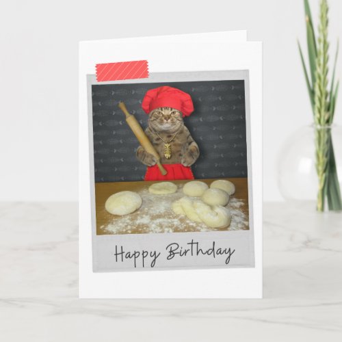 Baker Cat Funny Birthday Card