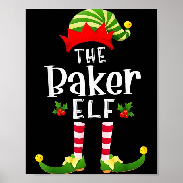 Baker Christmas Elf Matching Pajama X-mas Party  Poster (Front)