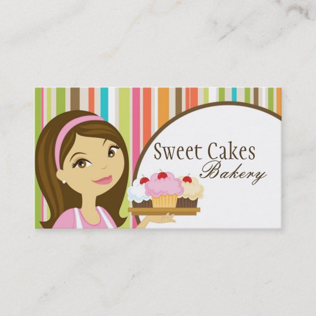 Baker Cup Cakes Bakery Sweet Treats Business Card (Front)