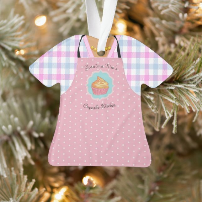 Baker Cupcake Apron Personalized Ornament (Tree)