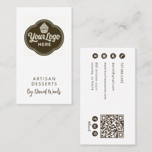 Baker Custom Logo Espresso Brown QR Code Business Card