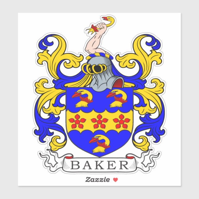 Baker Family Crest Sticker (Sheet)