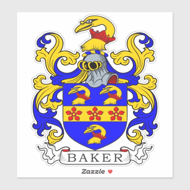 Baker Family Crest Sticker (Sheet)