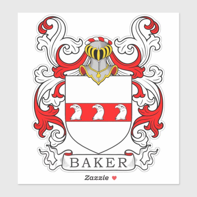 Baker Family Crest Sticker (Sheet)